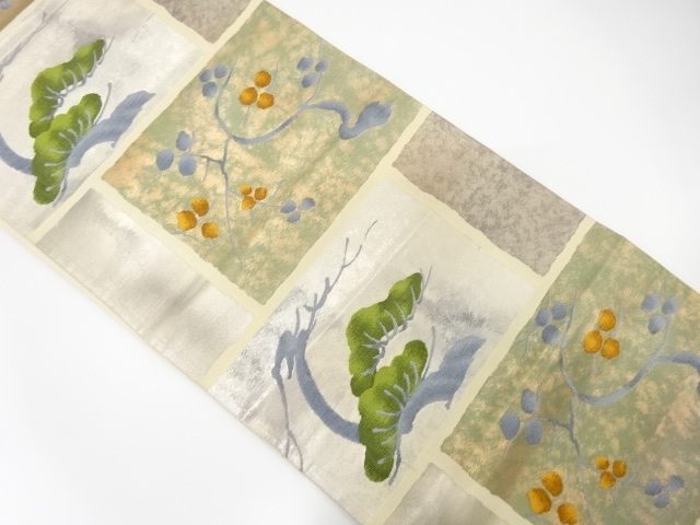 JAPANESE KIMONO / ANTIQUE FUKURO OBI / SILK / WOVEN ABSTRACT CHECKERED